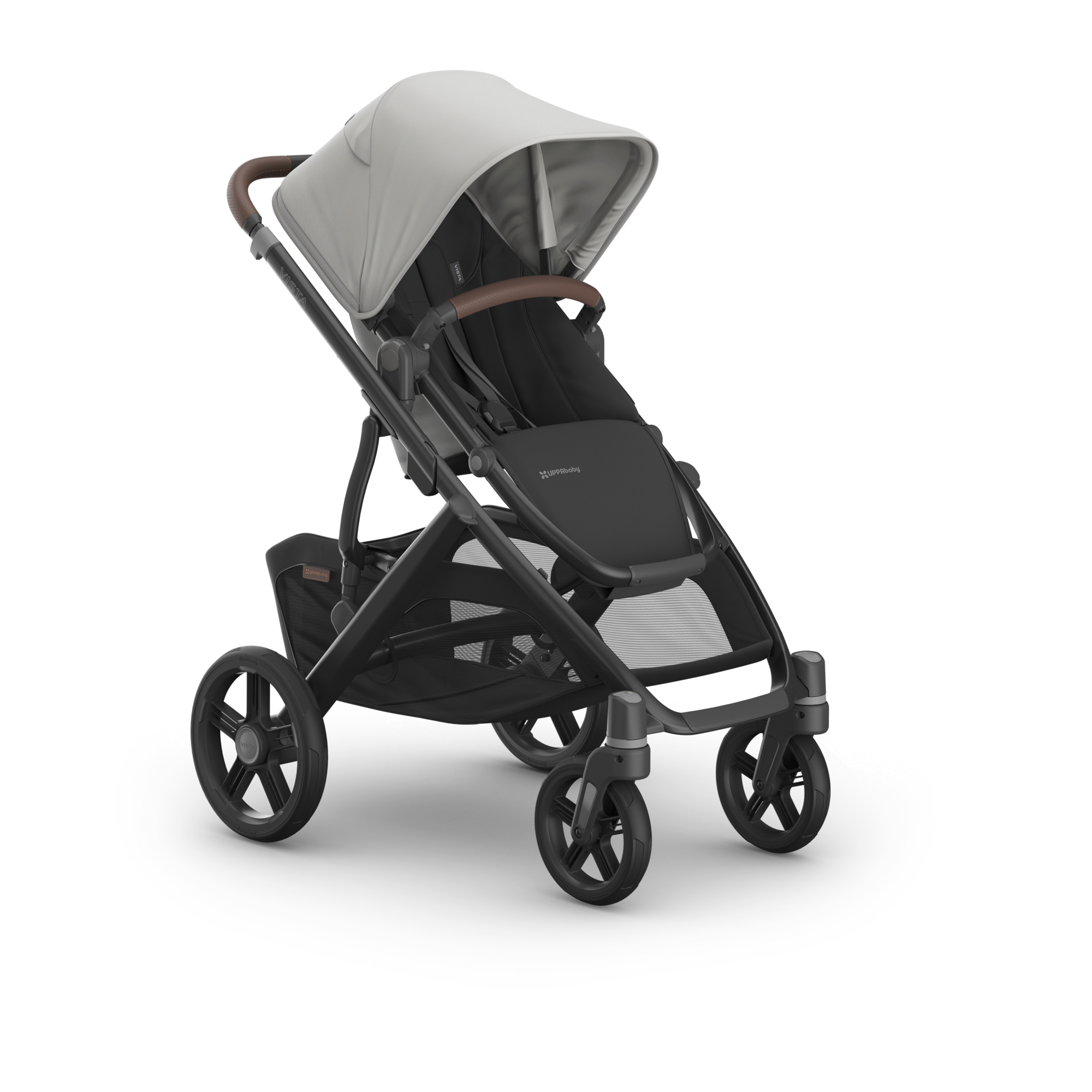 UPPAbaby Vista V3 Stroller - Savannah (Pearl Grey Jacquard/Carbon Frame/Chestnut Leather)