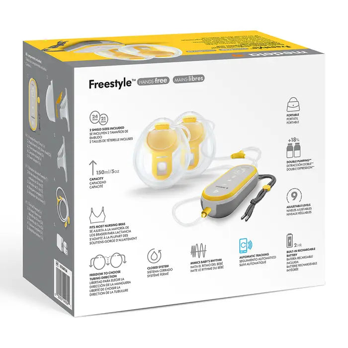 Medela Freestyle Hands-Free Double Electric Breast Pump Back of Box Features