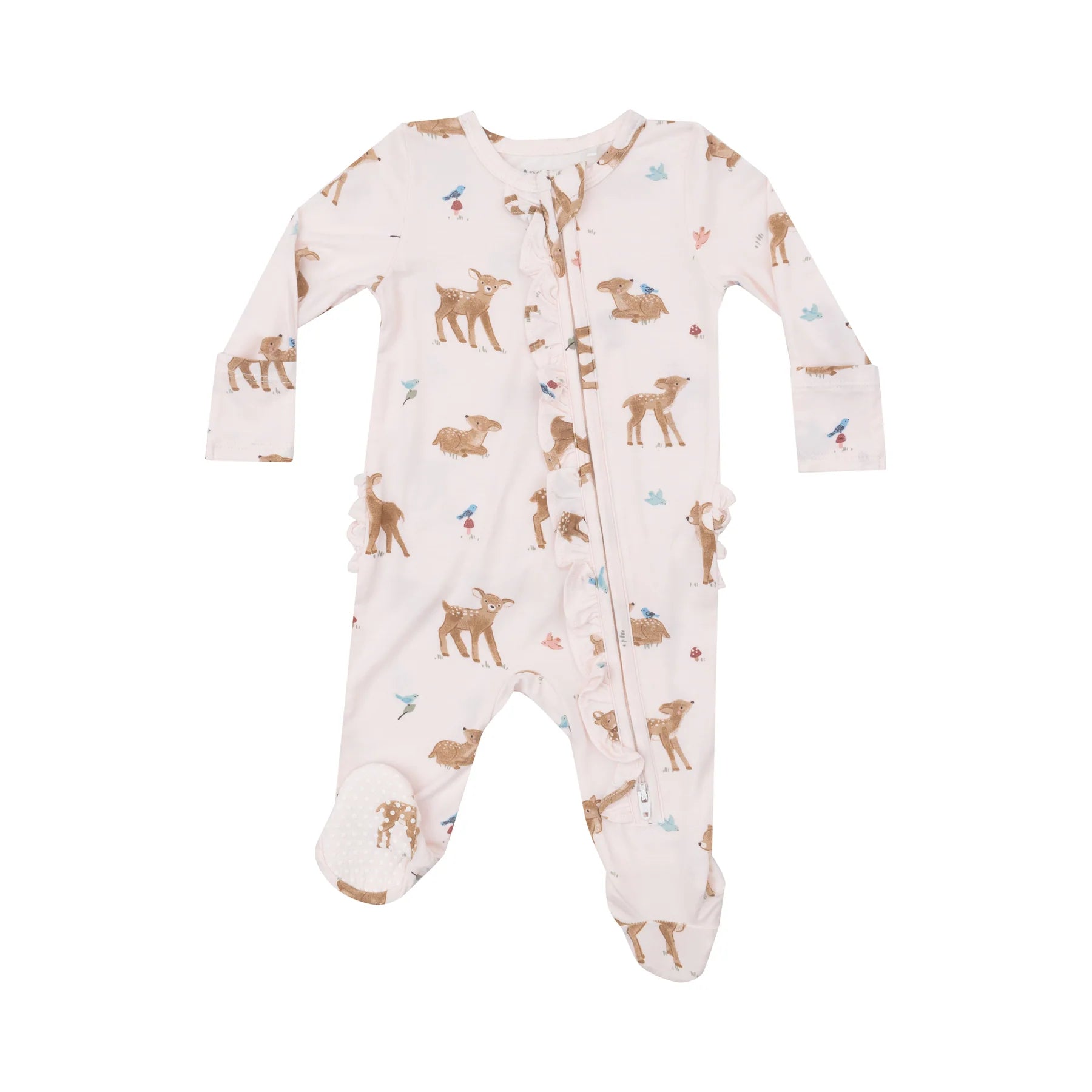 Angel Dear Zipper Ruffle Footie - Soft Deer