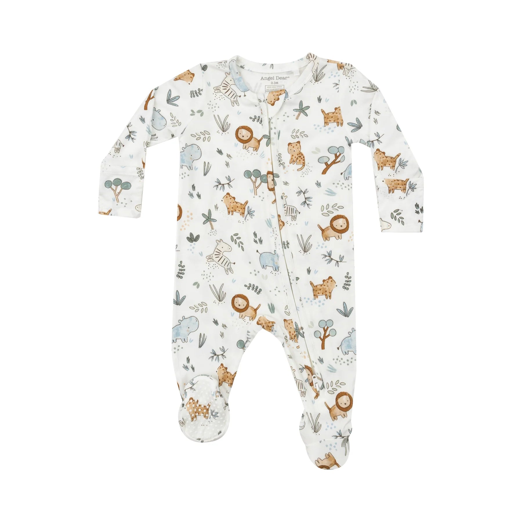 Angel Dear Zipper Footie - Delicate Safari