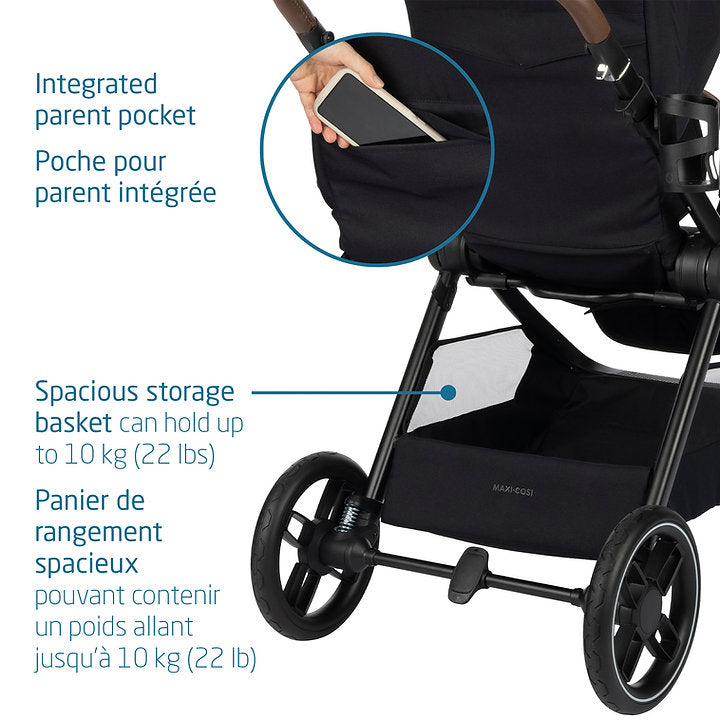 Maxi-Cosi Oxford Stroller - Essential Black Integrated Parent Pocket