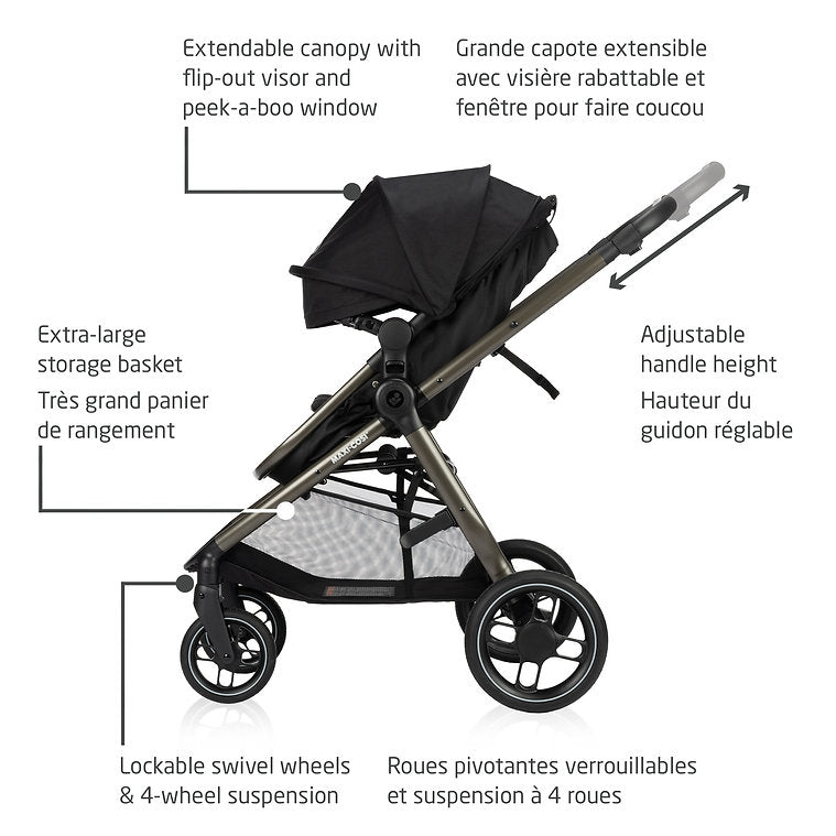 Maxi-Cosi Zelia Luxe 5-in-1 Modular Travel System - Stroller Features