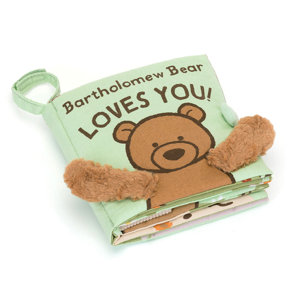 Jellycat Bartholomew Bear Loves You Soft Book - Flat Lay