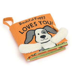 Jellycat Bashful Puppy Loves You Soft Book - Flat Lay