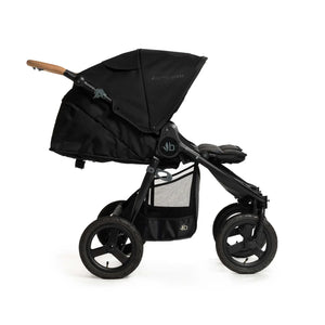 Bumbleride Indie Twin Stroller - Black (Black Frame) Side View Reclined