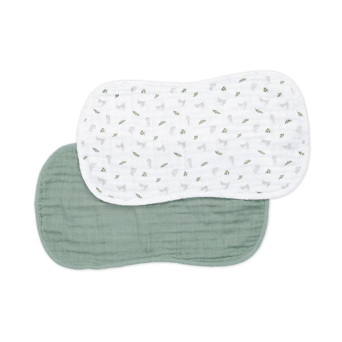 Lulujo Cotton Muslin Burp Cloths 2 PK - Bunny & Fern