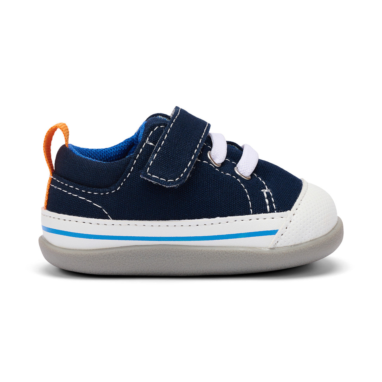 See Kai Run Stevie ll First Walker - Navy Canvas Side View