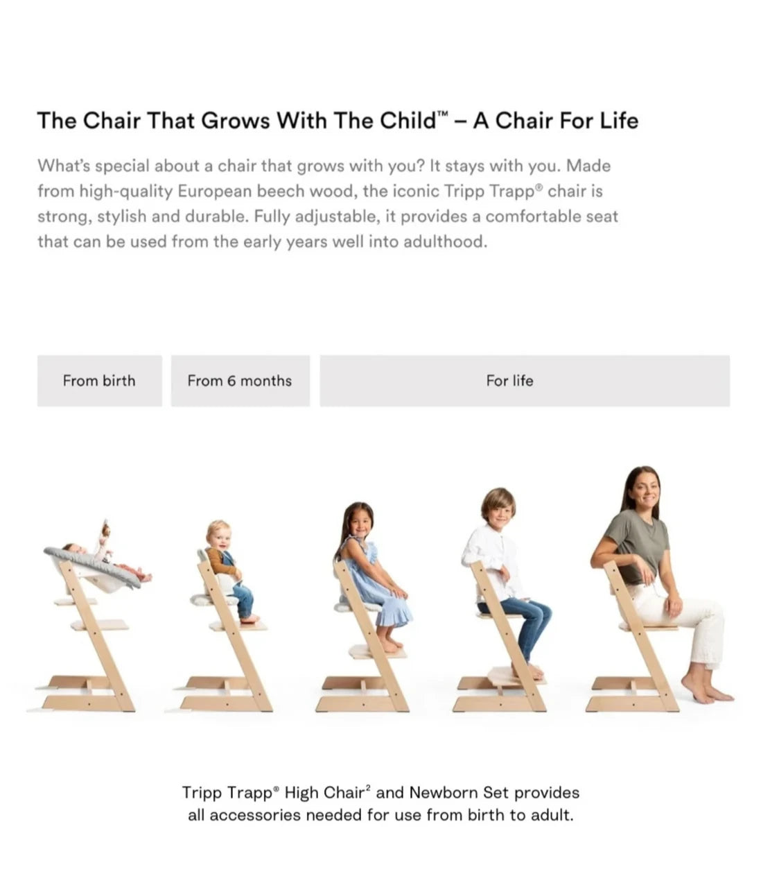 Stokke Tripp Trapp® High Chair² Complete + Newborn Set Bundle - Ages and Stages