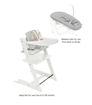 White / Nordic Grey Cushion - Stokke Tripp Trapp® High Chair² Complete + Newborn Set Bundle