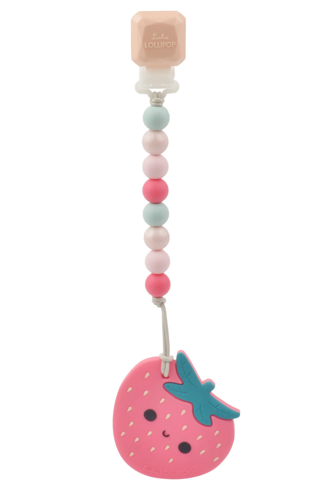 Loulou Lollipop Darling Pacifier Clip - Strawberry