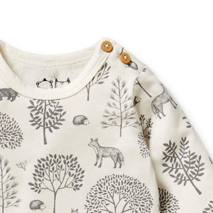 Wilson + Frenchy Organic Cotton Bodysuit - Woodland Button Detail