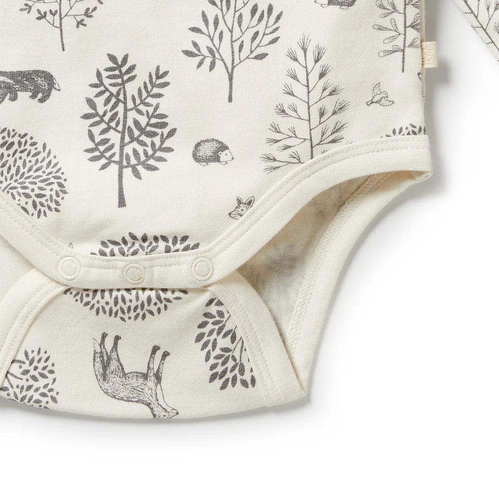 Wilson + Frenchy Organic Cotton Bodysuit - Woodland Snap Detail