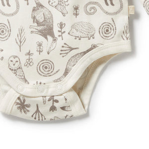 Wilson + Frenchy Organic Cotton Bodysuit - Tribal Woods Snap Closure Detail