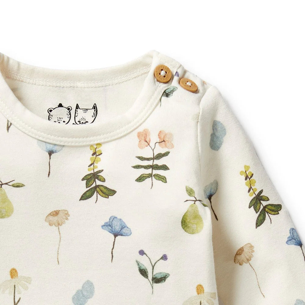 Wilson + Frenchy Organic Cotton Bodysuit - Petit Garden Button Detail