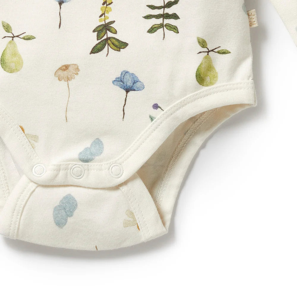 Wilson + Frenchy Organic Cotton Bodysuit - Petit Garden Snap Closure Detail