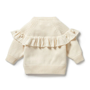 Wilson + Frenchy Knitted Ruffle Cardigan - Ecru Back Detail