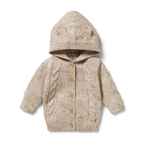 Wilson + Frenchy Knitted Cable Jacket - Almond Fleck