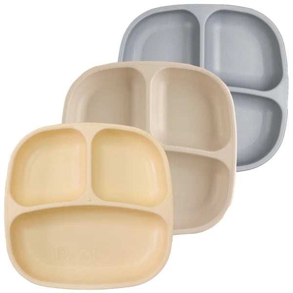 Re-Play Divided Plate 3 PK - Lemon Drop/Sand/Grey