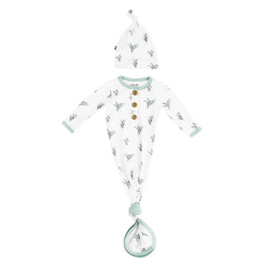 Kyte Baby Knotted Gown & Hat Set - Eucalyptus