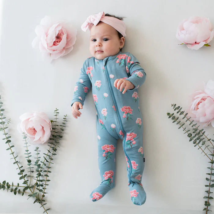 Kyte Baby Zippered Footie Peony Momease Baby Boutique