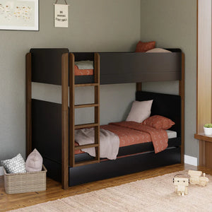 Babyletto TipToe Bunk Bed - Black / Natural Walnut Lifestyle 1