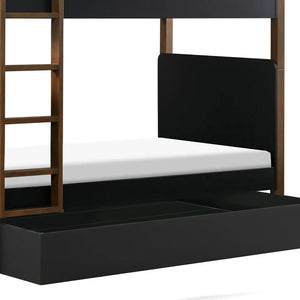 Babyletto TipToe Bunk Bed - Black / Natural Walnut - With Storage Trundle