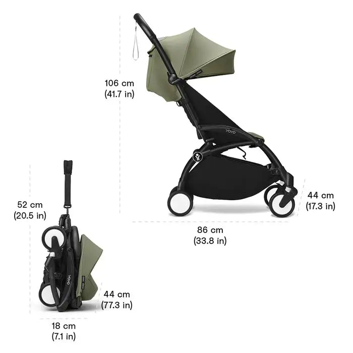 Stokke® YOYO³ Stroller Bundle (6M+) Dimensions