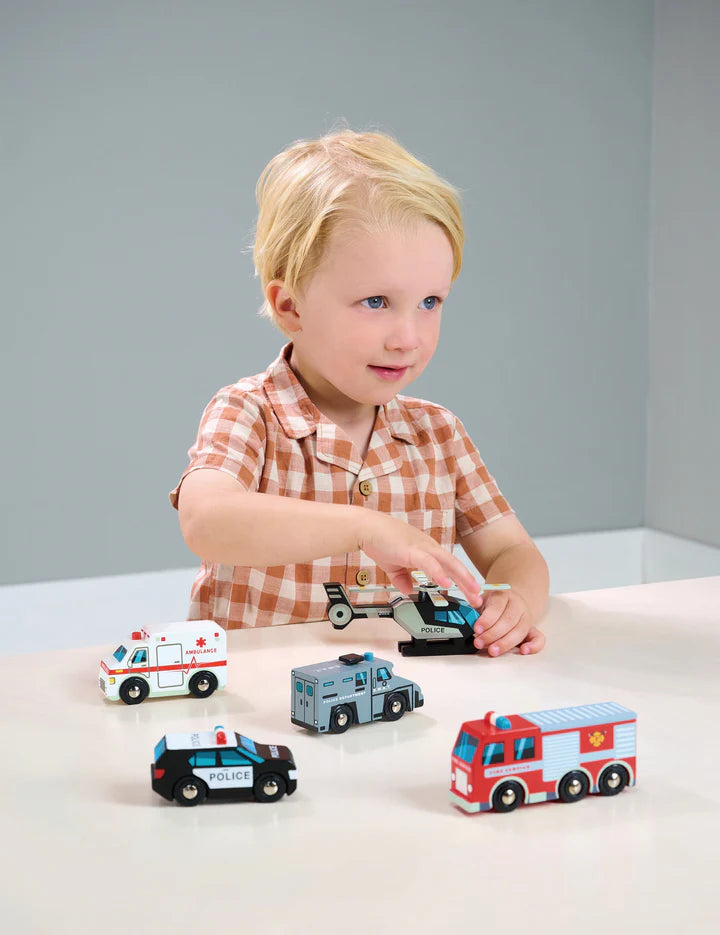 Tender Leaf Toys Emergency Vehicles Set Lifestyle