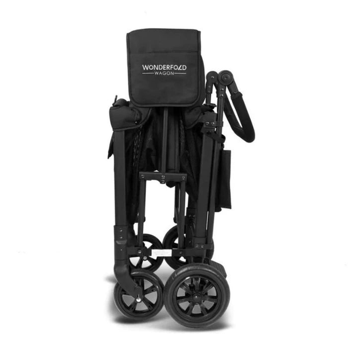 Volcanic Black - WonderFold W4 Elite Quad Stroller Wagon - Folded