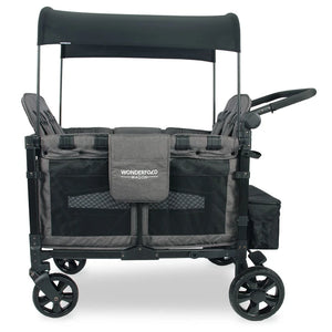 Charcoal Grey - WonderFold W4 Elite Quad Stroller Wagon - Side View