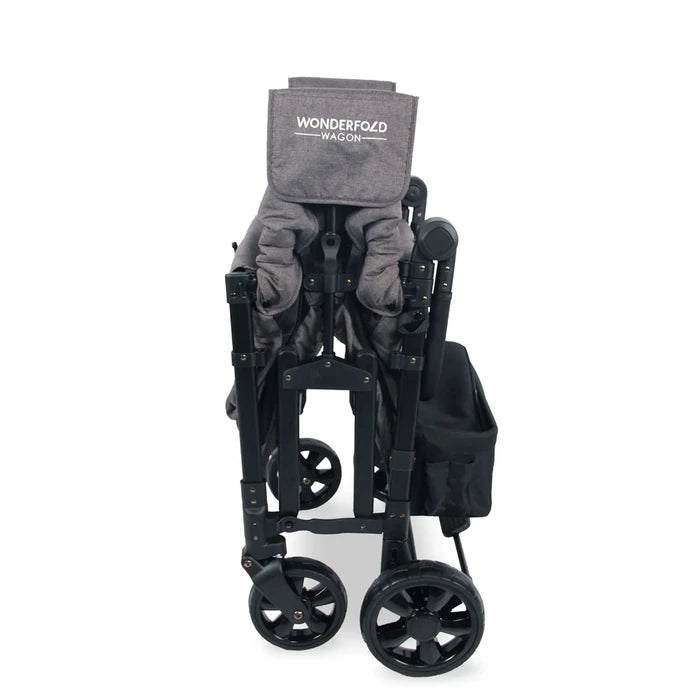 Charcoal Grey - WonderFold W4 Elite Quad Stroller Wagon - Folded