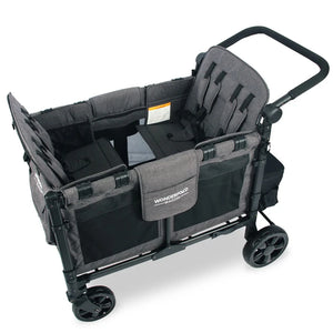 Charcoal Grey - WonderFold W4 Elite Quad Stroller Wagon - Top View