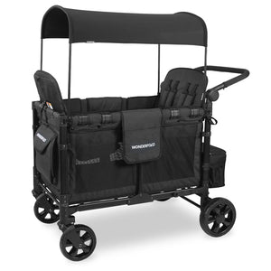 Volcanic Black - WonderFold W4 Elite Quad Stroller Wagon