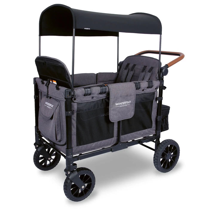 Volcanic Black/Black Frame - WonderFold W4 Luxe Quad Stroller Wagon