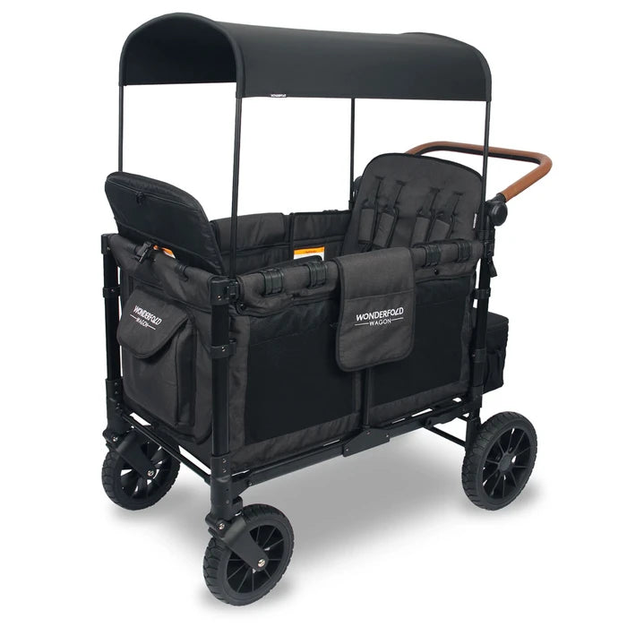 Volcanic Black/Black Frame - WonderFold W4 Luxe Quad Stroller Wagon