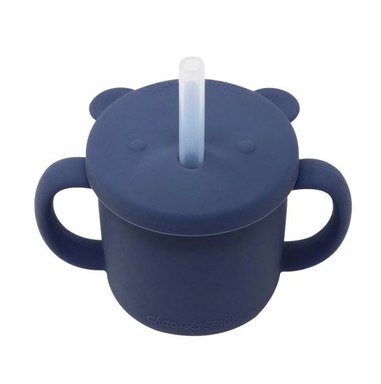 Glitter & Spice Grow With Me Silicone Bear Cup - Midnight Blue