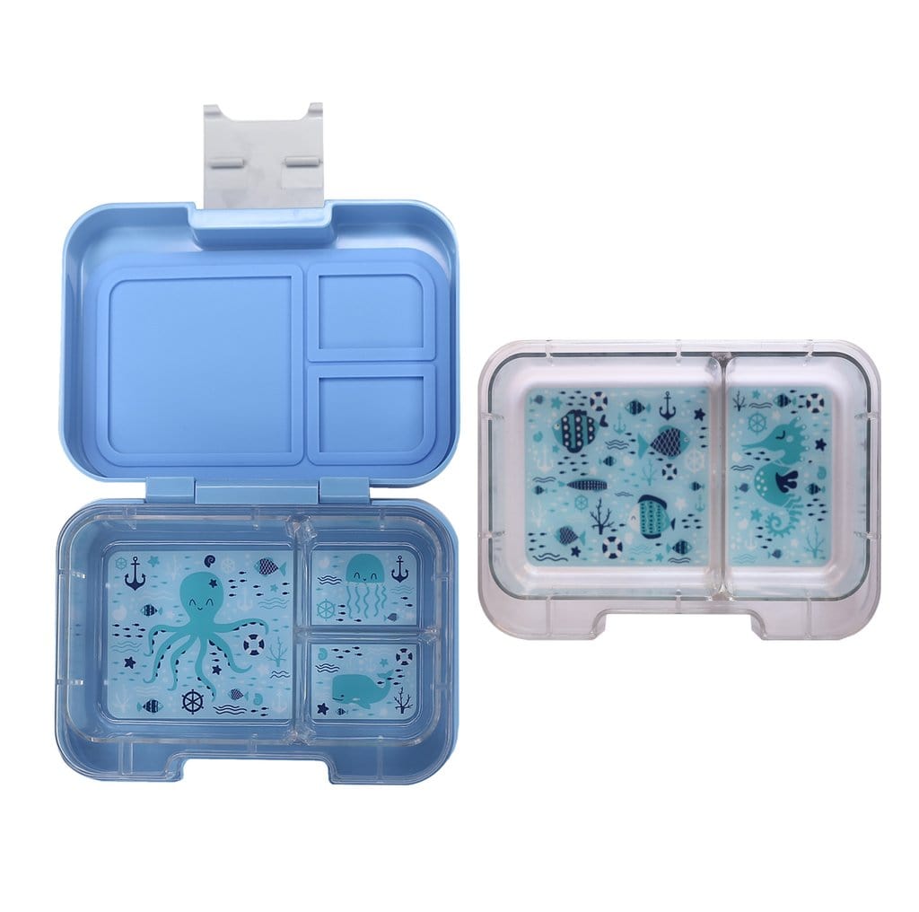 Yumbox Snack 3-Compartment Snack Box - Monte Carlo Blue/Clear Navy Tra -  Momease Baby Boutique