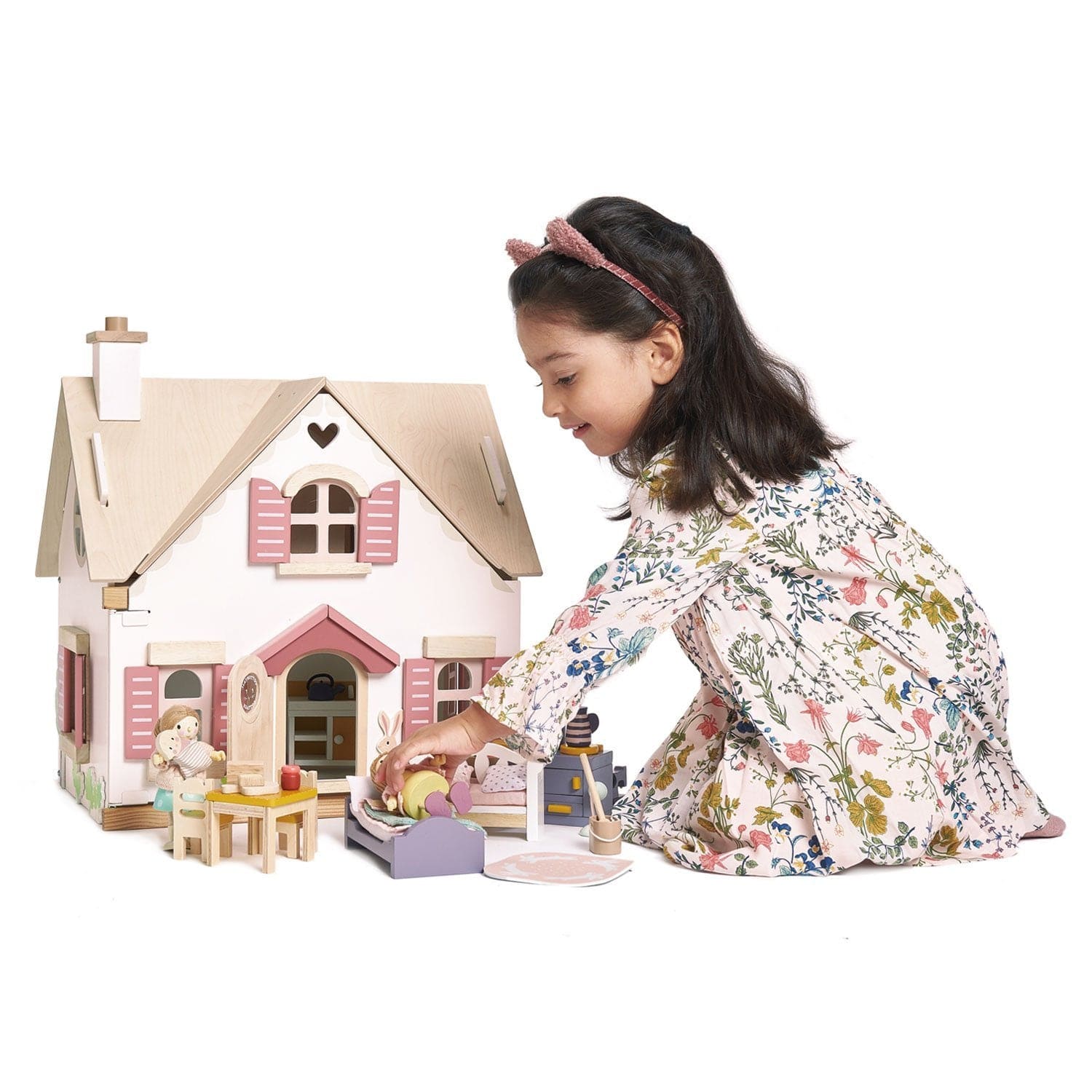 Blue wooden dollhouse, Tender Leaf Toys, Toys & Stuffed Animals, Kids